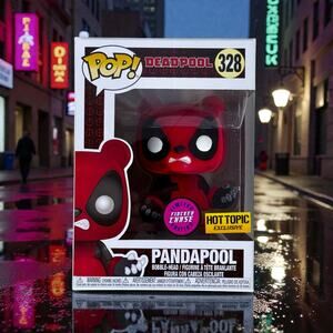 Funko Pop Unopened Pandapool 328 Deadpool Flocked Chase Hot Topic Exclusive